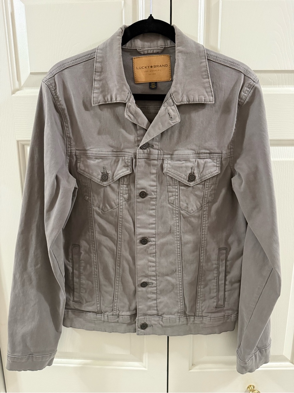 Lucky Brand Lakewood Trucker Jacket Mens S Pewter Gray Stretch Denim Jean